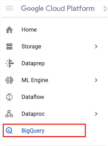Google Cloud Platform Sidebar Menu